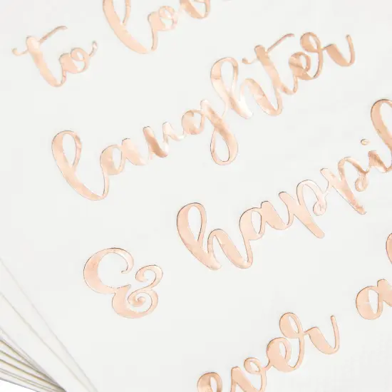 100 Pack Wedding Napkins with Gold Foil Lettering, To Love, Laughter and Happily Ever After (White, 4 x 8 In) Multicolor {4}
