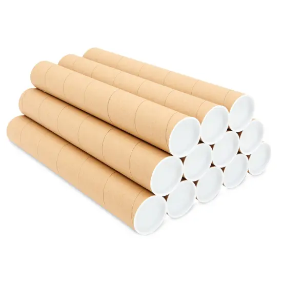 12 Pack Mailing Tubes with Caps, 2x16 Inch Kraft Paper Round Cardboard Mailers for Shipping Posters, Art Prints, Maps, Blueprint (Brown) {1}