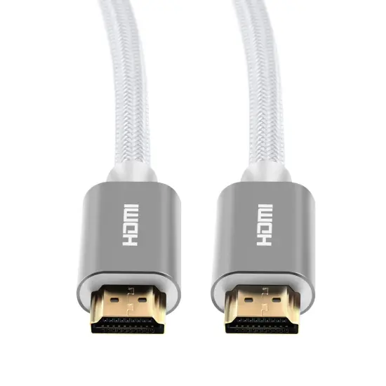 Insten - 1.5 Feet HDMI Male to Male Cable, 2.1 Version, 8K 60Hz, 48Gbps, Gold Connectors, Nylon Braided, White {6}