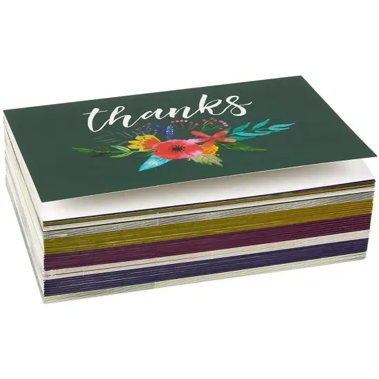48 Pack Floral Thank You Cards with Envelopes, Blank Thank You Greeting Notes Bulk Box for Baby Shower, Bridal Shower, Graduation, Birthday & Wedding, 4x6 in Multicolor {7}