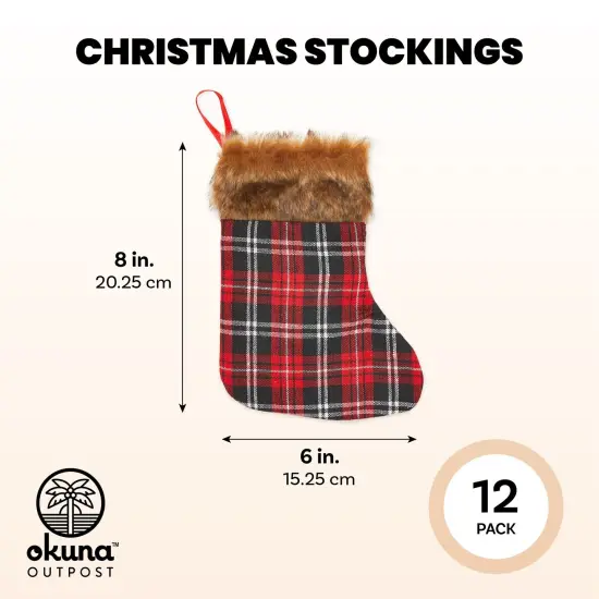 Mini Christmas Stockings,Red Buffalo Plaid Holiday Decor (6x8 In, 12 Pack) {3}