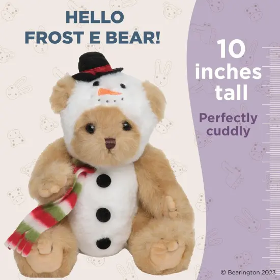 Bearington Frost E Bear Christmas Stuffed Animal, 10 Inch Snowman Plush Christmas Teddy Bear, For Ages 3-14 Brown {2}