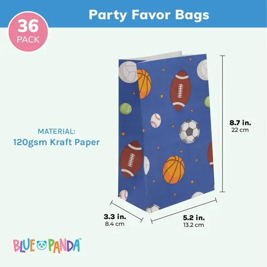 BLUE PANDA Sports Paper Party Favor Treat Bags for Kids Birthday Supplies (36 Pack) {3}