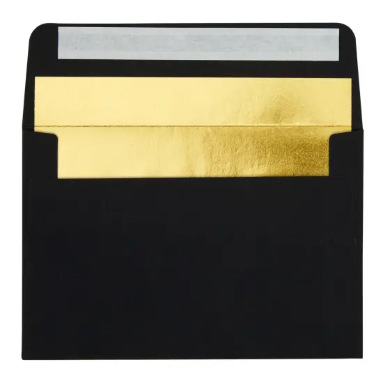 50 Pack Black 4x6 Envelopes with Gold Lining for Birthday Greeting Cards, Wedding Invitations, Photos, Self-Adhesive Peel and Stick (A6) {4}