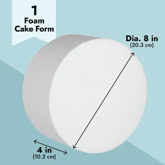 8 Inch Round Cake Dummy, Foam Cake Form (White, 8x4 Inches) {3}