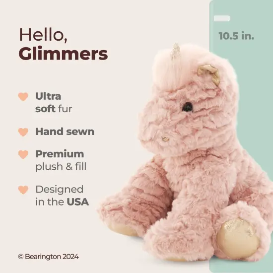 Bearington Glimmers The Plush Unicorn, 10.5 Inch Pink Stuffed Animal, For Ages 1-14 {5}