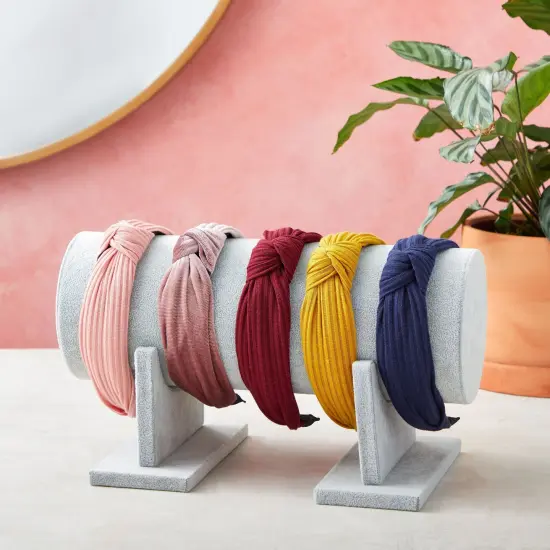 Velvet Headband Holder and Organizer Stand for Girls and Women - Storage Rack and Display for Hair Accessories (Gray) Grey {2}