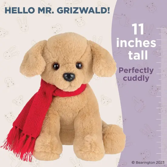 Bearington Mr. Grizwald Golden Retriever Plush, 11 Inch Dog Plush, Christmas Dog Stuffed Animal, For Ages 3-14 Brown {2}