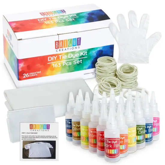 26-Color Tie Dye Kit for Adults, Kids - Fabric Dyes for Clothing with Instructions, Table Cover, Rubber Bands, Gloves, and Aprons Multicolor {1}