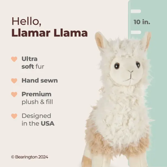 Bearington Llamar Plush Llama Stuffed Animal, 10 inches, For Ages 1-14 White {2}
