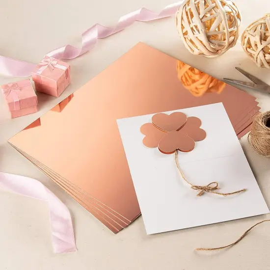 Foil Cardstock - 24-Pack Rose Gold Foil Metallic Mirror Board Sheets for Arts and Crafts, 8.5 x 11 Inches, 350gsm Letter Sized Poster Board, Scrapbook Paper, DIY Card, Invitation Supplies Pink {4}