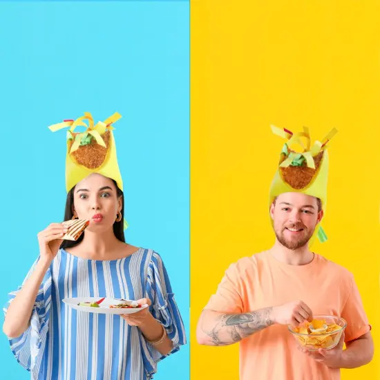 Juvale Plush Fiesta Taco Hat for Mexican Outfit - Mexican Hat for Themed Birthdays, Taco Tuesday, Cinco de Mayo & Halloween Party Costume, Dress Up, Adult Size Yellow {4}