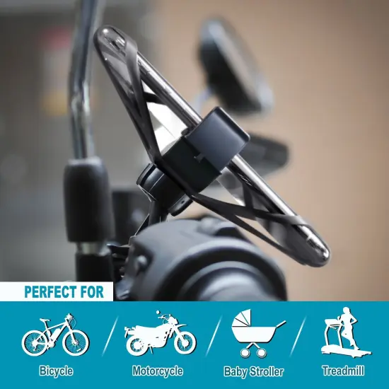360&deg; Universal Phone Mount for Bike Motorcycle, Bicycle Adjustable Holder with Grip for iPhone 15 14 13 Pro Max Samsung Android Smartphone, Black {7}