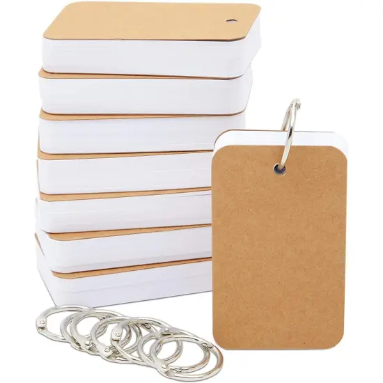 8 Pack Blank Flash Cards with Rings for Studying with 50 Sheets Each, 250gsm Index Notecards (2.2 x 3.5 In) {1}