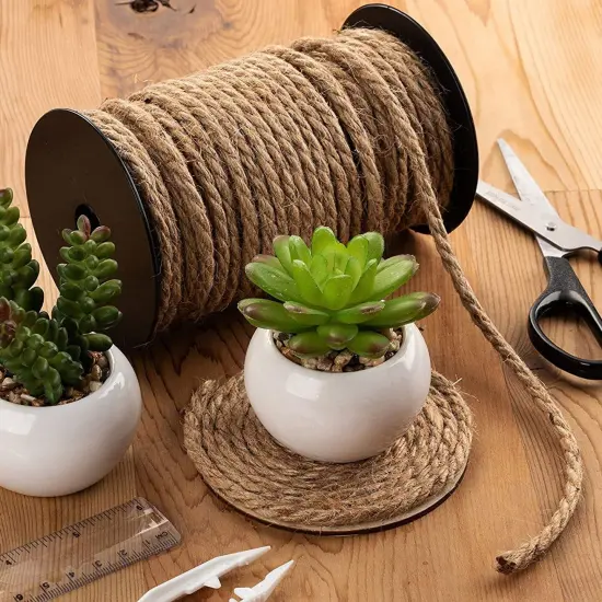 100 Feet 5mm Thick Twisted Nautical Rope for Crafts and Gift Wrapping - Decorative Hemp Jute String Twine (Brown) {2}