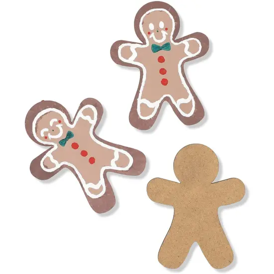 Bright Creations 24 Pack Wooden Gingerbread Men for Crafts, Wood DIY Christmas Ornaments, Festive and Fun Gingerbread Men Decorating Kit for Xmas Celebrations and Gatherings (3.5 x 4.5 In) Brown {4}