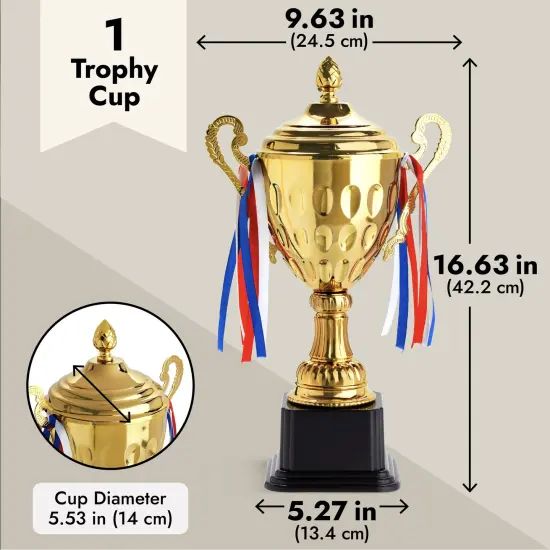 Large Gold Trophy Cup &ndash; 16.63 inches 1st Place Championship Award for Football, Soccer, Fantasy Sports Competition {4}
