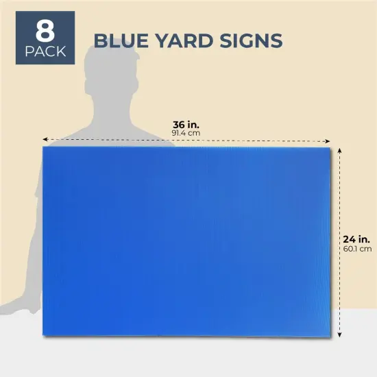 8 Pack Corrugated Plastic Yard Signs 24x36 for Outdoor, Open House, Birthday, Lawn, Foam Poster Board with 4mm Blank Surface (Blue) {3}