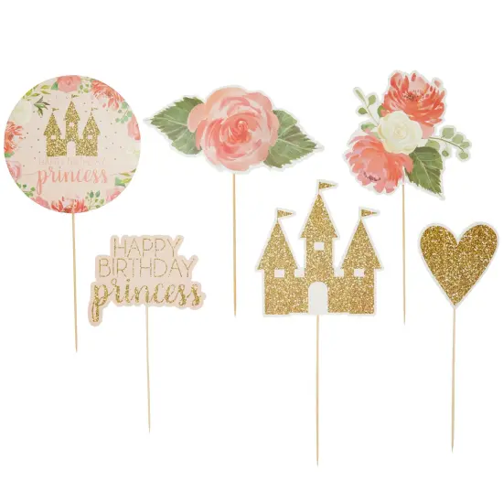 30 Pieces Princess Birthday Party Decorations, Baby Shower Table Decorations Center Sticks Table Toppers Pink {3}