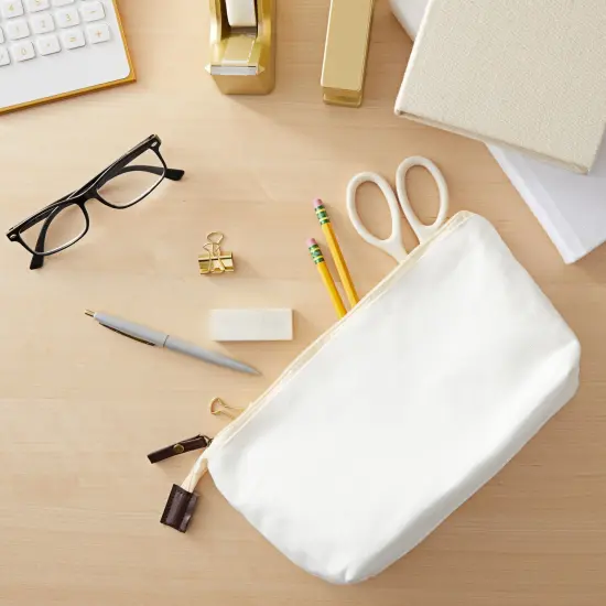 Juvale 6 Pack Canvas Makeup Bags with Zipper - 11.75 x 5.5 In White Cotton Canvas Makeup Bag Set for Toiletries and DIY Crafts {5}