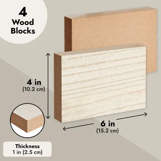 Bright Creations 4 Pack Unfinished Wood Blocks, 4x6 Wood Blocks for Crafts, Rectangle Thick MDF Wood Blocks for DIY Projects, Wooden Blocks for Crafts, Custom Plaques, Decor Brown {5}