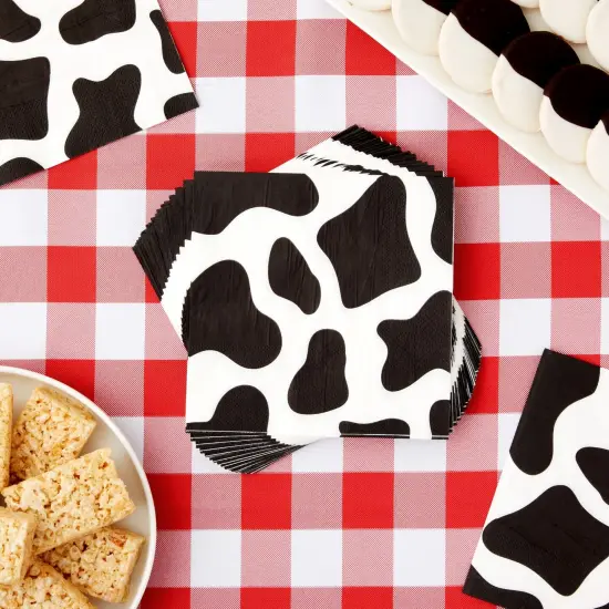 100 Pack Cow Print Napkins for Farm Animal Birthday Party Supplies (2-Ply, 6.5 x 6.5 In) {2}