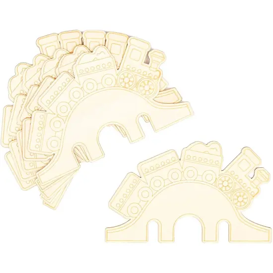 24 Pack Unfinished Wood Slice Train Cutouts for Crafts, Wooden Trains for DIY Projects (4.6 x 3.6 In) Brown {6}