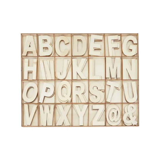 Unfinished Wooden Letters, Symbols, Storage Tray, 3 Inch Alphabet (112 Pieces) Brown {1}