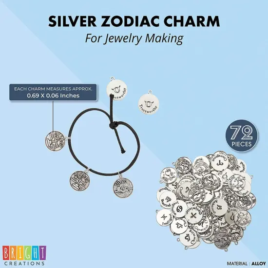 Bright Creations Zodiac Sign Charms for Jewelry Making (Silver, 72 Pieces) {4}