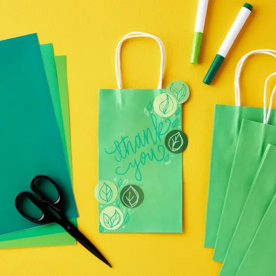 25-Pack Green Gift Bags with Handles - Small Paper Treat Bags for Birthday, Wedding, Retail (5.3x3.2x9 In) {2}