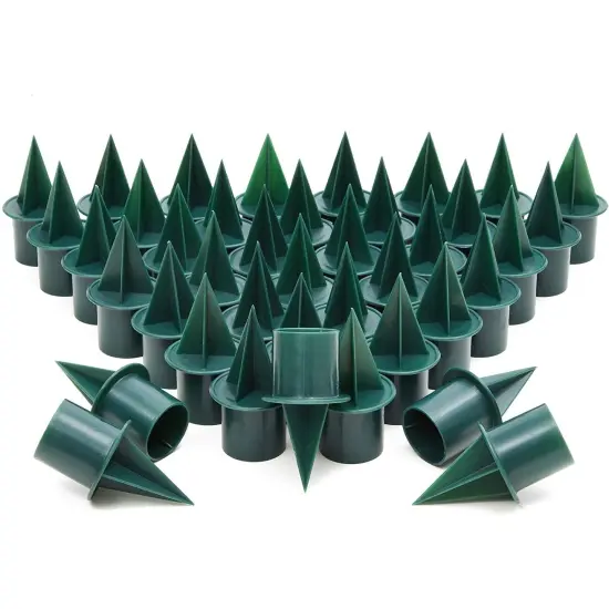 40 Pack Green Plastic Candle Holder Stakes - 1 inch Picks for Floral Arrangements, Wedding Table Centerpiece Decoration {1}