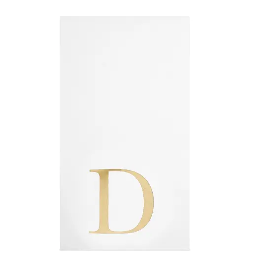 Sparkle and Bash 100 Pack Gold Foil Initial Letter D White Monogram Paper Napkins for Wedding Reception, Table Decorations (4 x 8 In) {6}