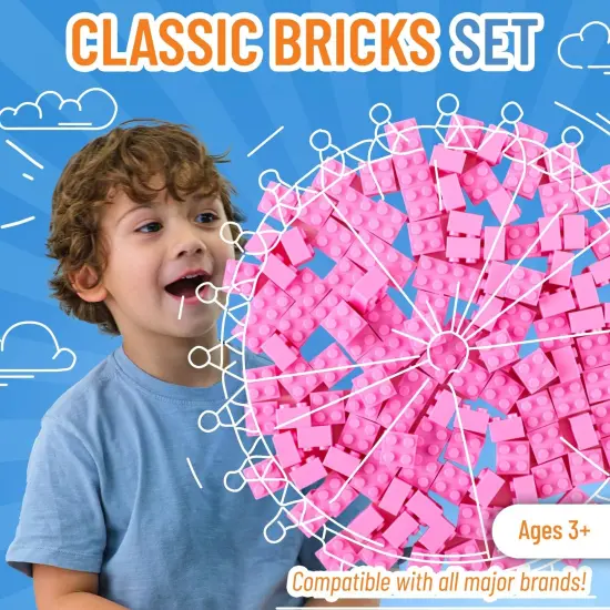 Strictly Briks Classic Bricks Starter Kit, Pink, 144 Pieces, 2x2 Inches, Building Creative Play Set for Ages 3 and Up, 100% Compatible with All Major Brick Brands {2}