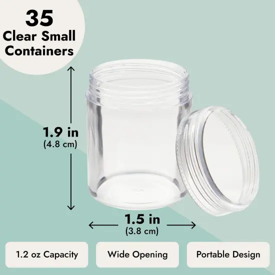 35-Pack 1.2 oz Clear Plastic Jars with Lids for Beads, Beauty Products - Small Empty Containers for Slime Supplies and Ingredients {3}