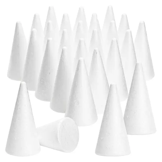 24 Pack Foam Cones for Crafts, DIY Art Projects, Handmade Gnomes, Trees, Holiday Decorations (2 x 4 In, White) {1}