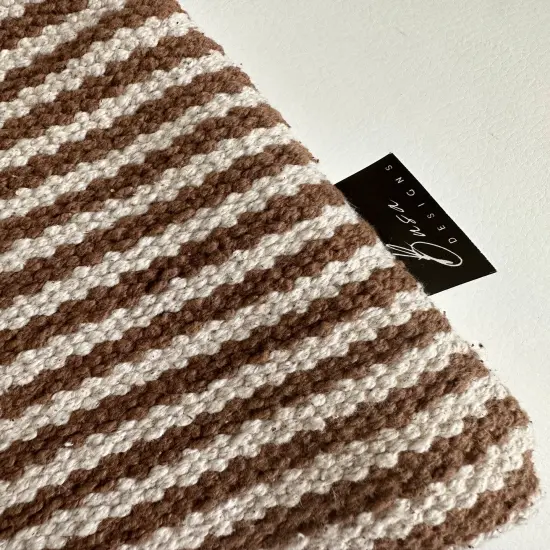 Brown & Beige Striped Modern Boho 12x20" Lumbar Pillow Cover &ndash; Handmade, Canvas Backing, Hidden Zipper {4}