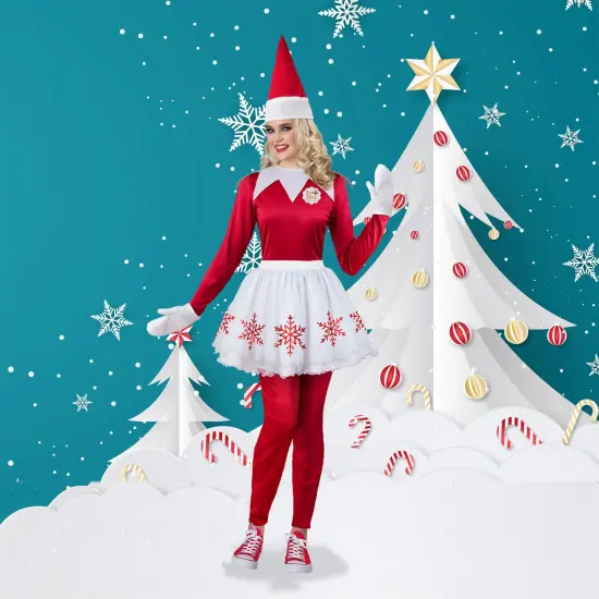 Fun World The Elf on the Shelf Woman's Christmas Costume - Small Red {1}