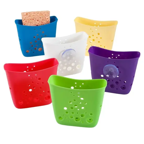 Hutzler Sponge Station Sink Caddy - Kitchen Sink Sponge Holder with Suction Cup Red {2}