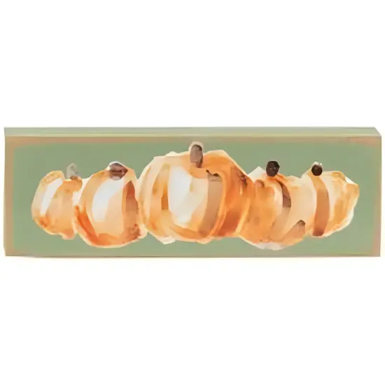 Green Wooden Rustic Autumn Blessings Block Set of 3 with Pumpkin Design {4}