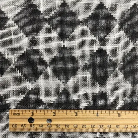 1 Yard Black White Pure Linen Yarn-Dyed Quilted Mesh Fabric Midweight 65 Inch Width Blk,White,Blk/Wt {1}