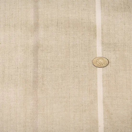 1 Yard Elegant Flax Herringbone Stripe Linen Natural Apparel Fabric 54" Width Ivory {3}
