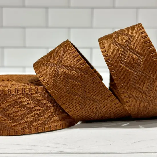 Copper Diamond Debossed Polyester Webbing {1}