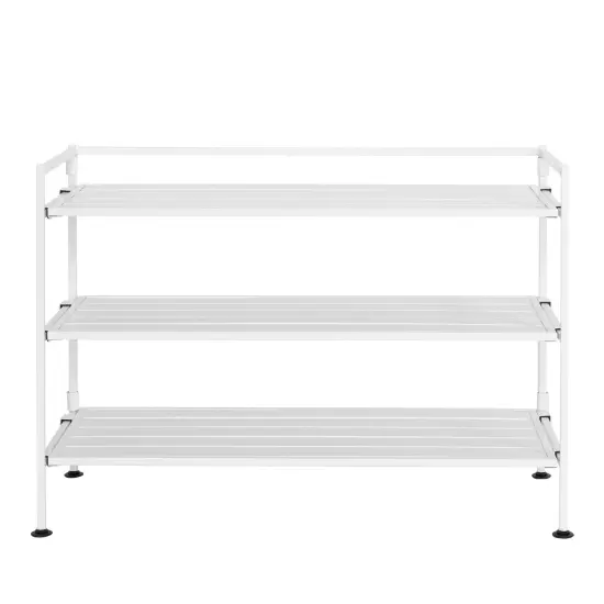 Seville Classics 3-Tier HOME Resin Slatted Shoe Rack White {5}