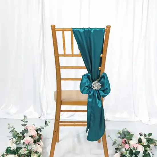 10 Pieces Satin Chair Sashes 8 by 108 inches Peacock {3}