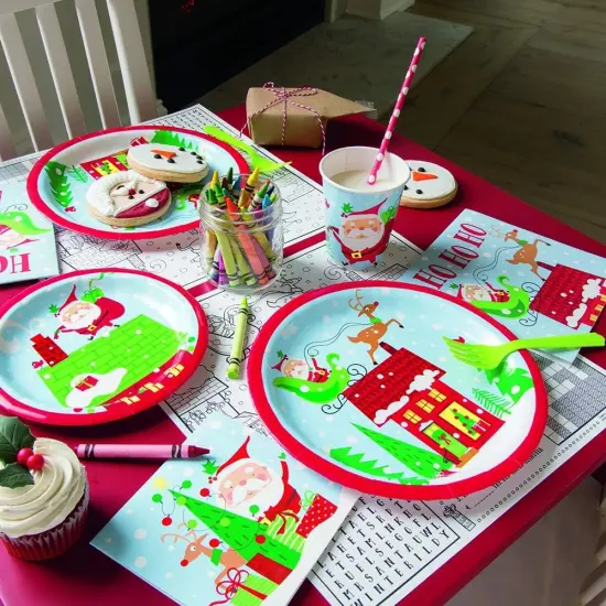 Colorful Santa Christmas 7" Paper Dessert/Appetizer Plates - 8ct {2}