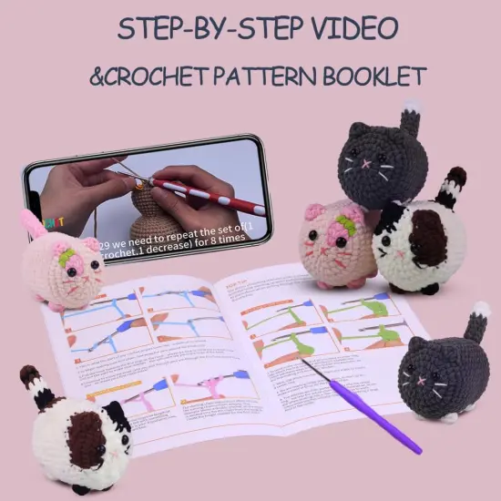 Animal Crochet Starter Kit - Grey Cat {4}