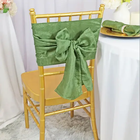 10 Pieces Clover Green Luxurious Crushed Taffeta Chair Bands, 9.5"x108" Event Sashes {2}