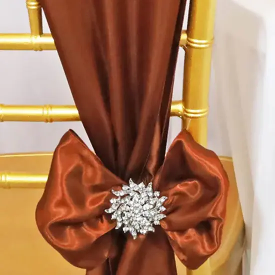 10 Pieces Cognac Satin Chair Sashes 8"x108" Elegant Event Decor {3}