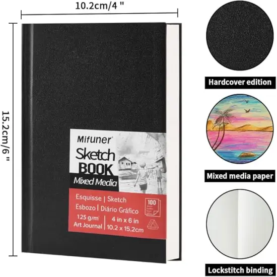 4 x 6 inches 125 GSM (100 Sheets/200 Pages) Sketchbook for Drawing {2}