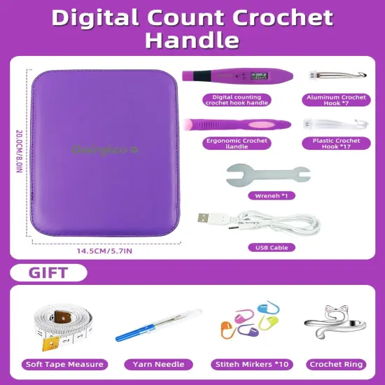 Light Up Crochet Hook Set with 24 Tips & Digital Counter - 24 Size with Light and Digital {5}